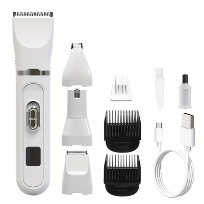 4-in-1 Rechargeable Dog & Cat Grooming Clipper Kit