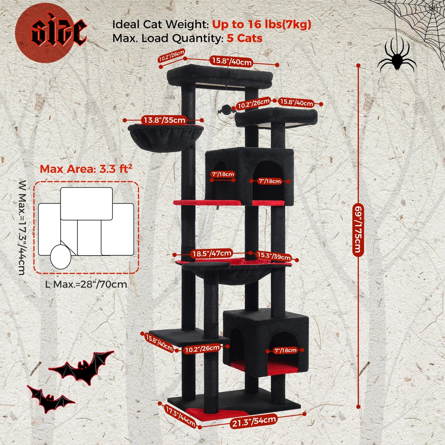 "Vampires Lair" 7-Level Cat Tree