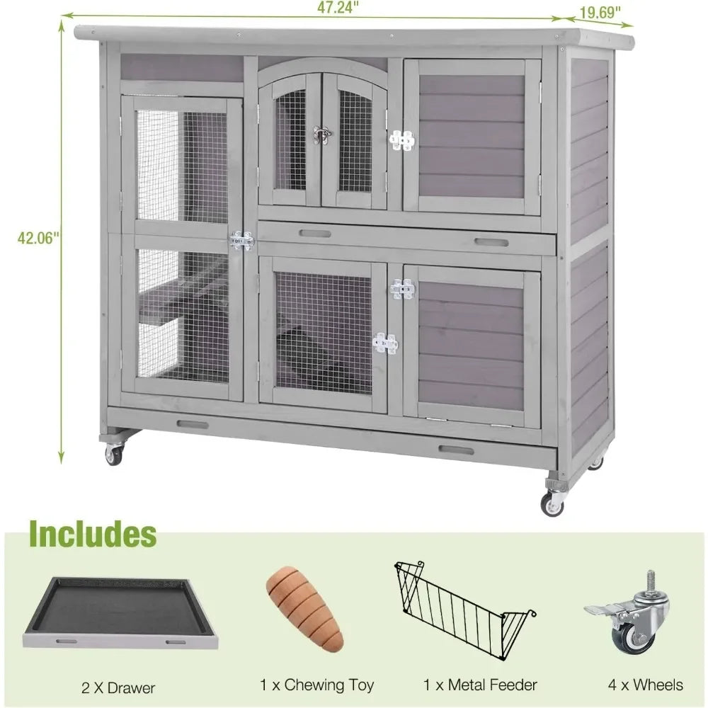 HoppyHome Bunny Cage on Wheels