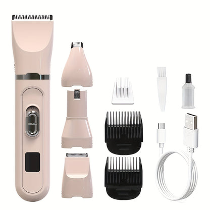 4-in-1 Rechargeable Dog & Cat Grooming Clipper Kit